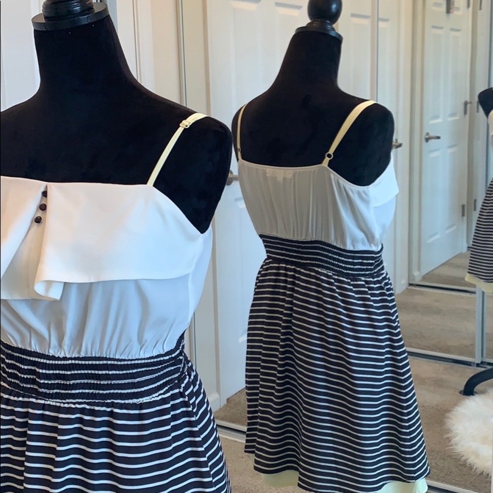 JOLT Yellow w Black & White Stripes Mini Dress - Picture 5 of 7